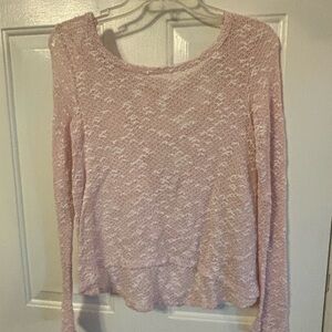 Bethany Mota Light Pink Lace Long Sleeve Top